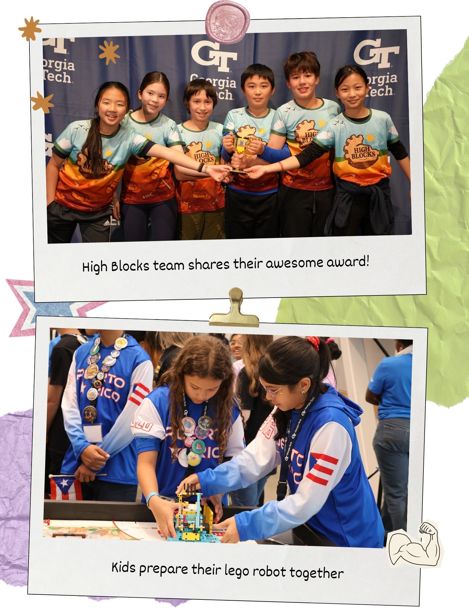Scrapbook layout of kids at FLL 2026
